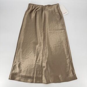 Lululemon Satin Midi Skirt Sheer Oak Gold Metallic LW8AO9S Womens Size Medium